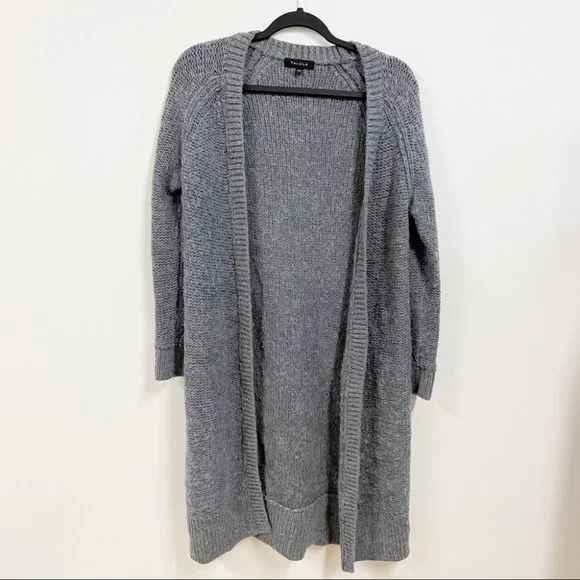 Aritzia Talula Open Front Cardigan Long Length Wool Blend Grey - Picture 2 of 8